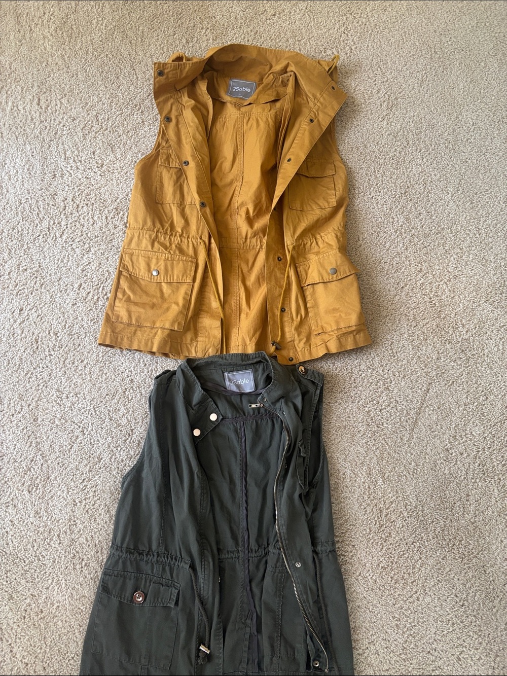 Jolt Sleeveless Hooded Utility Vest Duo - Mustard & Olive